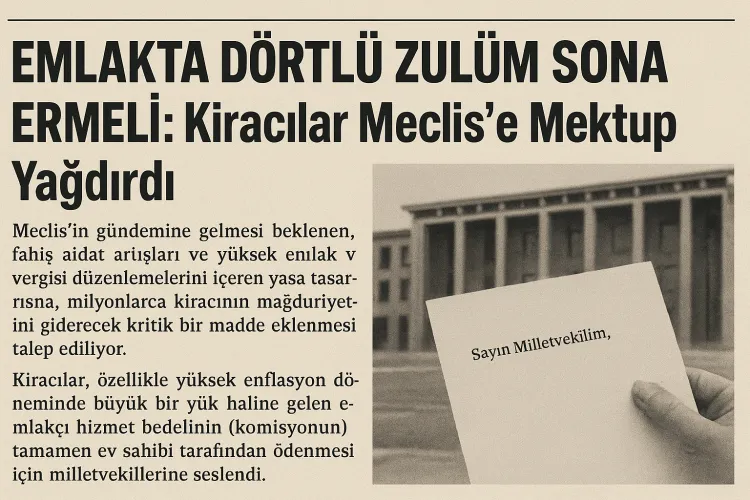 Milyonlarca kiracıdan TBMM'ye çağrı: Emlakçı komisyonunu artık ev sahibi ödesin