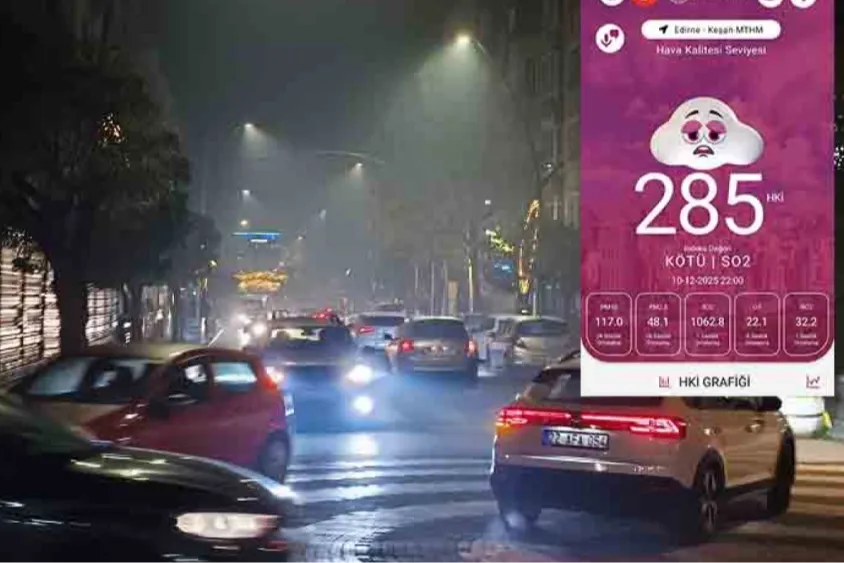 Keşan’da hava kirliliği alarm verdi! Partikül madde seviyesi 285'e ulaştı