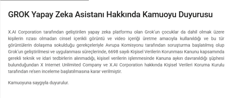 KVKK'dan Grok ve Google'a inceleme!