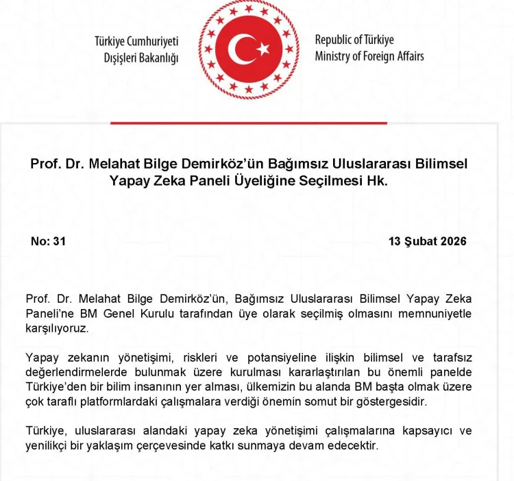 Prof. Dr. Melahat Bilge Demirköz, BM Yapay Zeka Paneli’ne üye seçildi
