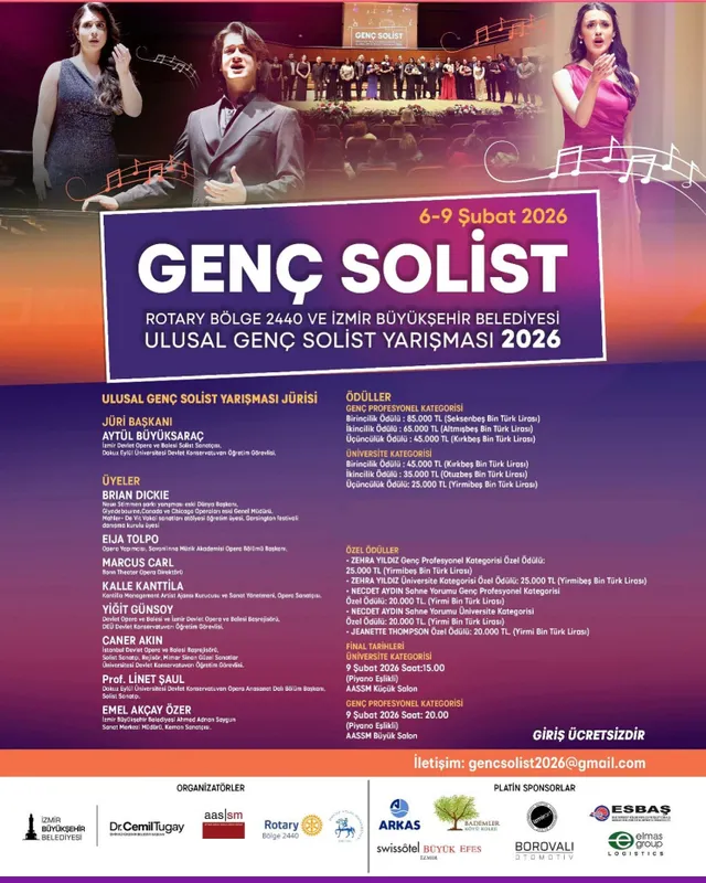 İzmir'de Ödüllü Ulusal Genç Solist Yarışması başlıyor
