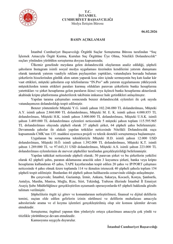 Sosyal medyada yatırım vurgunu! 115 milyon TL’lik dolandırıcılıkta 154 şüpheli