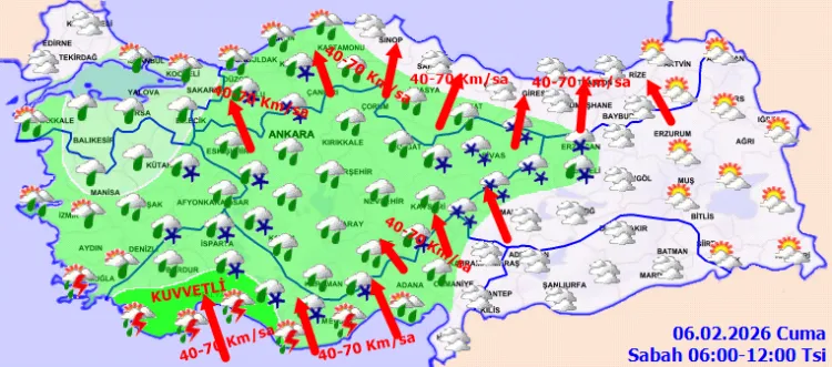 Bir çok bölge için kuvvetli yağış, fırtına, toz taşınımı ve çığ uyarısı