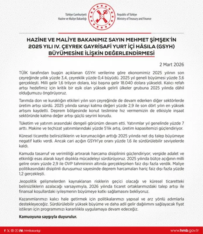 Bakan Şimşek: Türkiye, 2025’te yüksek gelirli ülkeler grubunda