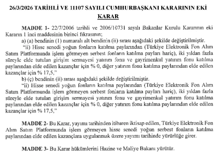 Yatırım fonlarına vergi ayarı... Uzun vadeye teşvik