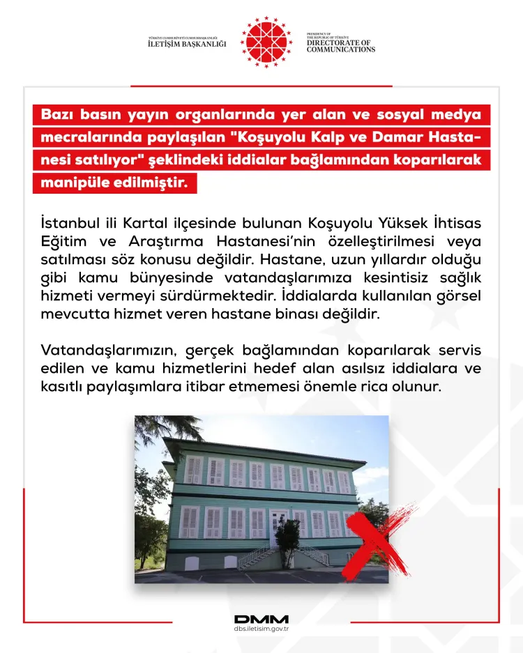 DMM’den “Koşuyolu Hastanesi Satılıyor” iddialarına yalanlama
