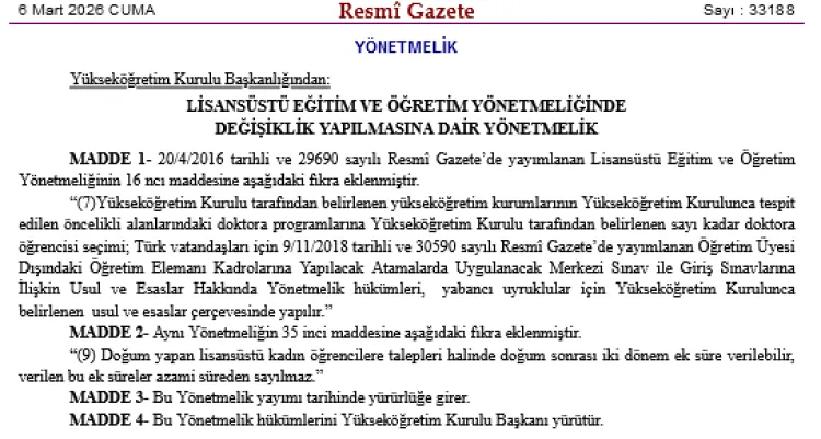 YÖK’ten doktora ve lisansüstü eğitimde yeni düzenlemeler